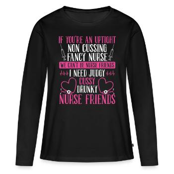 Appréciation des infirmières de l’AIIC INFIRMIÈRE INFIRMIÈRE Infirmières des urgences - T-shirt manches longues Premium bio Femme - noir - Devant - Julia (174cm)