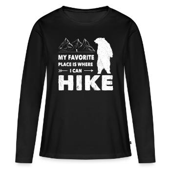 Wandern Favorite Place Where I Can Hike Trekking - Frauen Premium Bio Langarmshirt - Schwarz - Vorne - Julia (174cm)