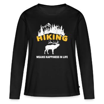 Wandern Hiking Means Happiness In Life Trekking - Frauen Premium Bio Langarmshirt - Schwarz - Vorne - Julia (174cm)