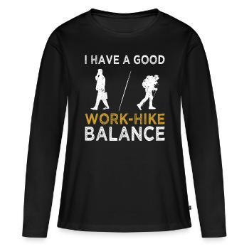 Randonnée J’ai un bon travail Randonnée Équilibre Trekking - T-shirt manches longues Premium bio Femme - noir - Devant - Julia (174cm)