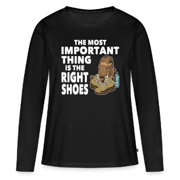 Randonnée Chose la plus importante Chaussures Trekking - T-shirt manches longues Premium bio Femme - noir - Devant - Julia (174cm)