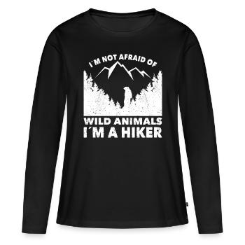 Wandern Im Not Afraid Of Wild Animals Trekking - Frauen Premium Bio Langarmshirt - Schwarz - Vorne - Julia (174cm)