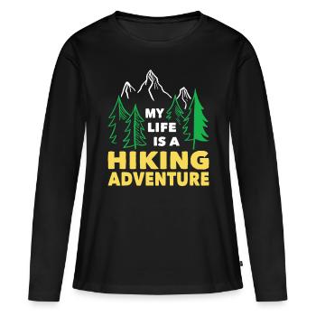 Wandern Ma vie est une randonnée aventure Trekking - T-shirt manches longues Premium bio Femme - noir - Devant - Julia (174cm)