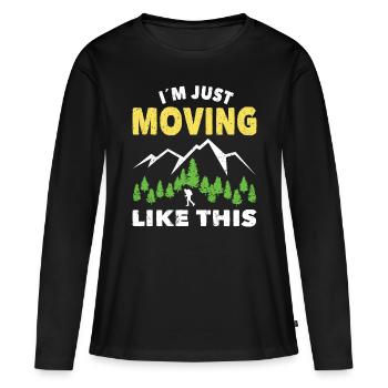 Hiking in Just Moving Like This Trekking Wanderer - Women's Premium Organic Long Sleeve Shirt - black - Front - Julia (174cm)