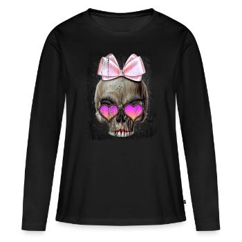 Funny Love skull - Women's Premium Organic Long Sleeve Shirt - black - Front - Julia (174cm)
