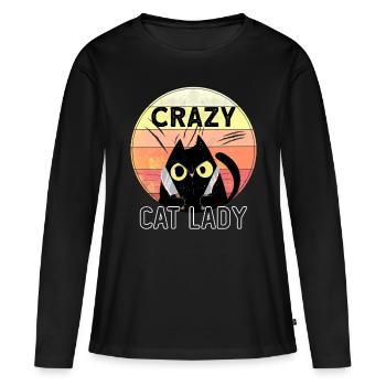 Crazy Cat Lady - Women's Premium Organic Long Sleeve Shirt - black - Front - Julia (174cm)