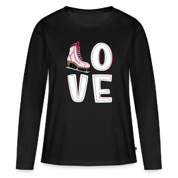 Eislaufen - Frauen Premium Bio Langarmshirt - Schwarz - Vorne - Julia (174cm)