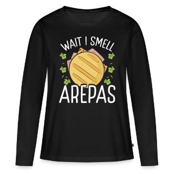 Nourriture vénézuélienne Attendre Je sens Arepas Nourriture colombienne - T-shirt manches longues Premium bio Femme - noir - Devant - Julia (174cm)