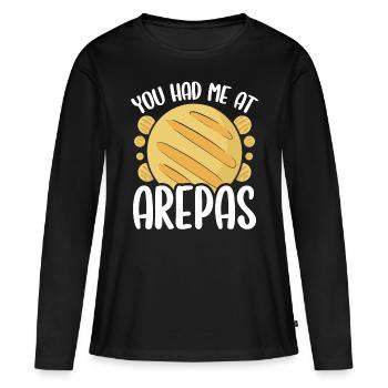 Cuisine colombienne Vous m’avez eu à Arepas Lover Food - T-shirt manches longues Premium bio Femme - noir - Devant - Julia (174cm)