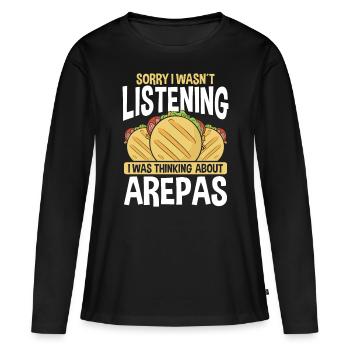 Arepas Lover Sorry n’écoutait pas la cuisine colombienne - T-shirt manches longues Premium bio Femme - noir - Devant - Julia (174cm)