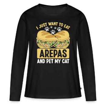 Cuisine colombienne Arepas Lover Pet my Cat Owner - T-shirt manches longues Premium bio Femme - noir - Devant - Julia (174cm)