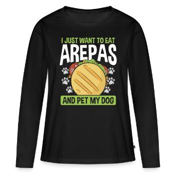 Cuisine colombienne Arepas Lover Pet my Dog Owner - T-shirt manches longues Premium bio Femme - noir - Devant - Julia (174cm)