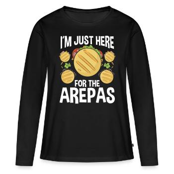 Cuisine colombienne Je suis juste ici pour les Arepas - T-shirt manches longues Premium bio Femme - noir - Devant - Julia (174cm)