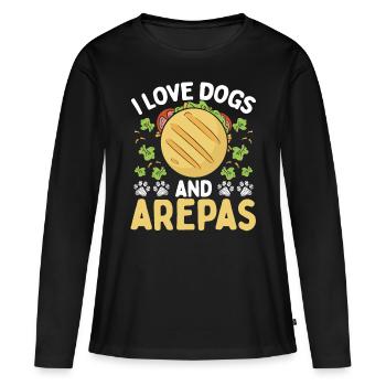 Venezuelan Food Dog Owner Arepas Lover Colombian - Women's Premium Organic Long Sleeve Shirt - black - Front - Julia (174cm)