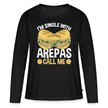 Cuisine colombienne célibataire avec Arepas Lover Venezuelan - T-shirt manches longues Premium bio Femme - noir - Devant - Julia (174cm)