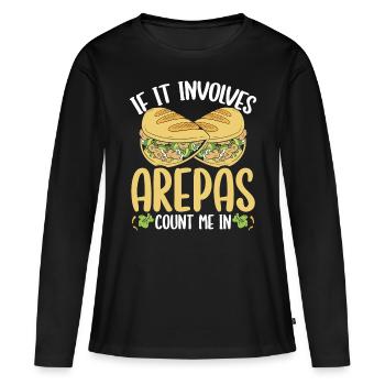 Amoureux de l’arepa colombien Comptez-moi dans la nourriture vénézuélienne - T-shirt manches longues Premium bio Femme - noir - Devant - Julia (174cm)