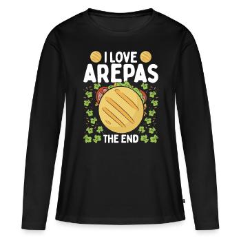 Vénézuélien Arepa Lover J’aime Arepas Colombien - T-shirt manches longues Premium bio Femme - noir - Devant - Julia (174cm)
