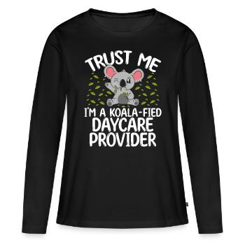 Fournisseur de garderie Koala Childcare Teacher - T-shirt manches longues Premium bio Femme - noir - Devant - Julia (174cm)