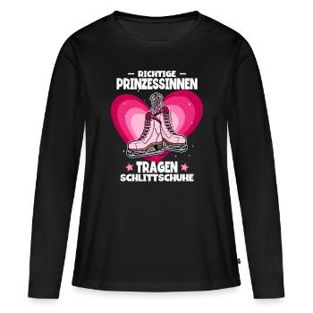 Eislaufen - Frauen Premium Bio Langarmshirt - Schwarz - Vorne - Julia (174cm)