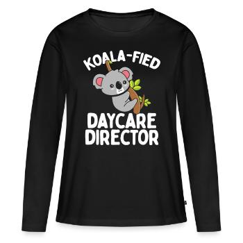 Directrice de garderie Koala Enseignante de garde d’enfants - T-shirt manches longues Premium bio Femme - noir - Devant - Julia (174cm)