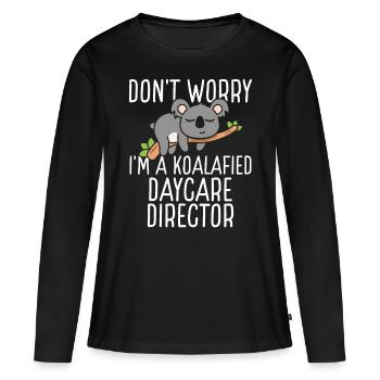 Directrice de garderie Koalafied Childcare Teacher - T-shirt manches longues Premium bio Femme - noir - Devant - Julia (174cm)