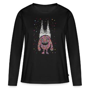 Confettis Cathédrale de Cologne Carnaval Viva Colonia Kölle Jeck - T-shirt manches longues Premium bio Femme - noir - Devant - Julia (174cm)