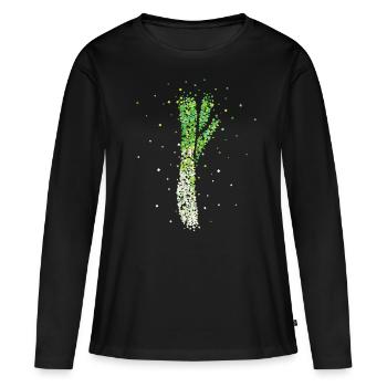 Remplacement du costume de poireau Carnaval Confettis - T-shirt manches longues Premium bio Femme - noir - Devant - Julia (174cm)