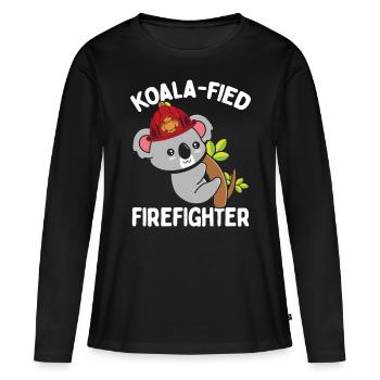 Koalafied Night Shift Firefighter Fire Hose Mask - Frauen Premium Bio Langarmshirt - Schwarz - Vorne - Julia (174cm)