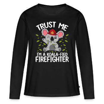Koala Firefighter Rescue Team Night Shift Fire - Women's Premium Organic Long Sleeve Shirt - black - Front - Julia (174cm)