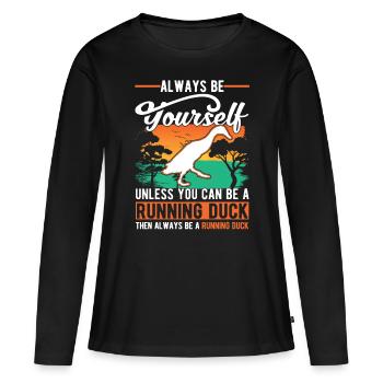Indian Running Gift Running Duck - Women's Premium Organic Long Sleeve Shirt - black - Front - Julia (174cm)