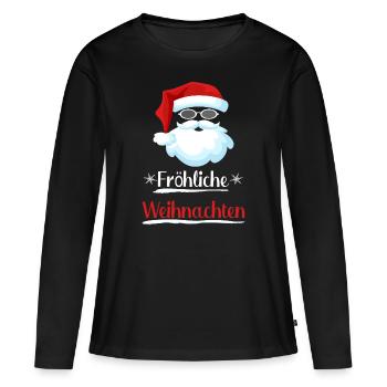 Witziger Santa - Frauen Premium Bio Langarmshirt - Schwarz - Vorne - Julia (174cm)