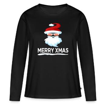 weihnachtsmann merry xmas grinsen - Frauen Premium Bio Langarmshirt - Schwarz - Vorne - Julia (174cm)