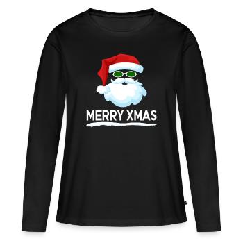 MERRY XMAS Santa Claus with mustache - Women's Premium Organic Long Sleeve Shirt - black - Front - Julia (174cm)