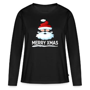 Santa Witzig - Frauen Premium Bio Langarmshirt - Schwarz - Vorne - Julia (174cm)