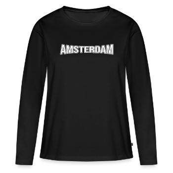 Amsterdam - T-shirt manches longues Premium bio Femme - noir - Devant - Julia (174cm)