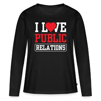 Ich Liebe Public Relations Job Beruf PR - Frauen Premium Bio Langarmshirt - Schwarz - Vorne - Julia (174cm)