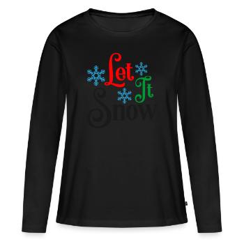 Drôle Let It Snow Christmas Design - T-shirt manches longues Premium bio Femme - noir - Devant - Julia (174cm)