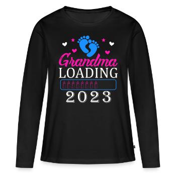 Werdende Oma, Oma loading 2023 Großmutter - Frauen Premium Bio Langarmshirt - Schwarz - Vorne - Julia (174cm)
