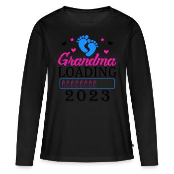 Werdende Oma, Oma loading 2023 Großmutter - Frauen Premium Bio Langarmshirt - Schwarz - Vorne - Julia (174cm)