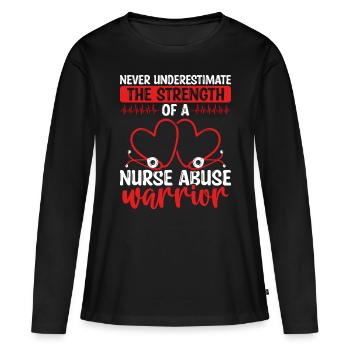 Infirmière en violence Infirmière Survivante d’abus Combattante - T-shirt manches longues Premium bio Femme - noir - Devant - Julia (174cm)