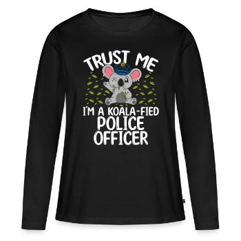 Policier Koalafié Koalas Car Policeman - T-shirt manches longues Premium bio Femme - noir - Devant - Julia (174cm)