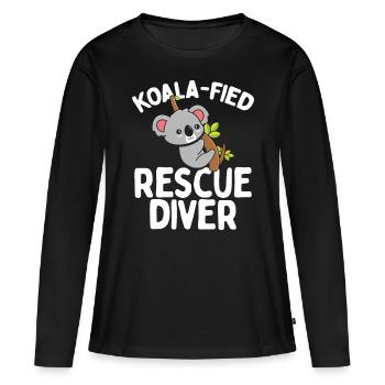 Plongée de sauvetage sous licence Koala Rescue Scuba Dive - T-shirt manches longues Premium bio Femme - noir - Devant - Julia (174cm)