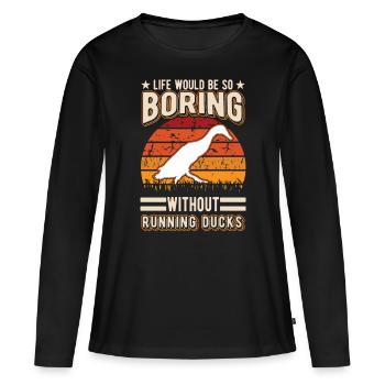 Indian Running Gift Running Duck - Women's Premium Organic Long Sleeve Shirt - black - Front - Julia (174cm)