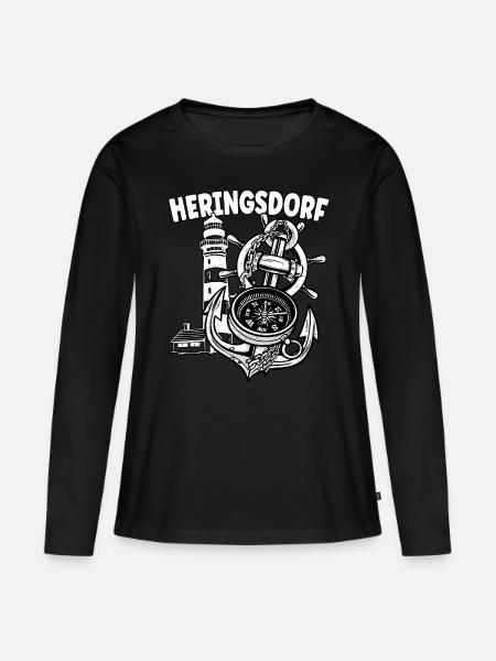 Heringsdorf - Frauen Premium Bio Langarmshirt - Schwarz