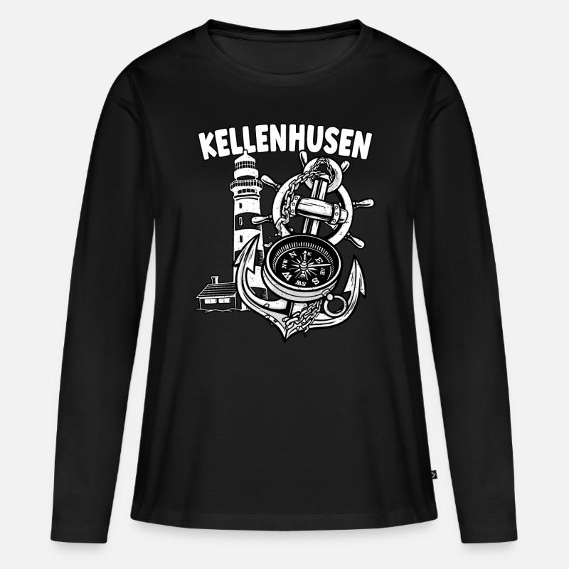 Kellenhusen - Frauen Premium Bio Langarmshirt - Schwarz