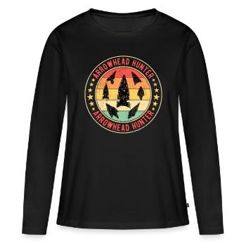 Chasseur de pointes de flèche - T-shirt manches longues Premium bio Femme - noir - Devant - Julia (174cm)