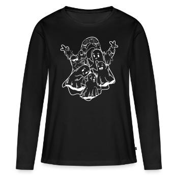 Halloween Ghost with Ghosts - Funny Halloween Ghos - Frauen Premium Bio Langarmshirt - Schwarz - Vorne - Julia (174cm)