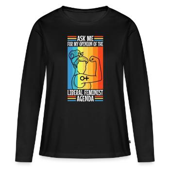 Posez-moi des questions sur mon programme féministe libéral - T-shirt manches longues Premium bio Femme - noir - Devant - Julia (174cm)