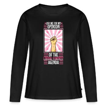 Posez-moi des questions sur mon programme féministe libéral - T-shirt manches longues Premium bio Femme - noir - Devant - Julia (174cm)