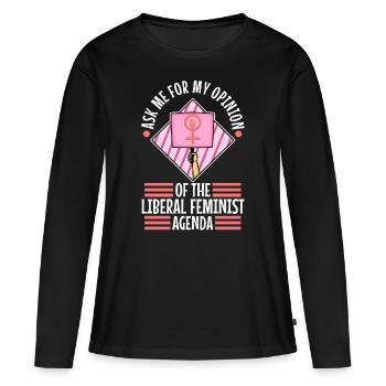 Posez-moi des questions sur mon programme féministe libéral - T-shirt manches longues Premium bio Femme - noir - Devant - Julia (174cm)